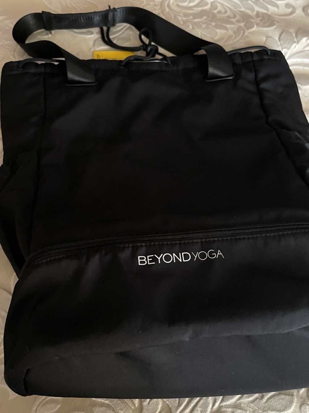 Beyond Yoga Black Quilted Tote Backpack